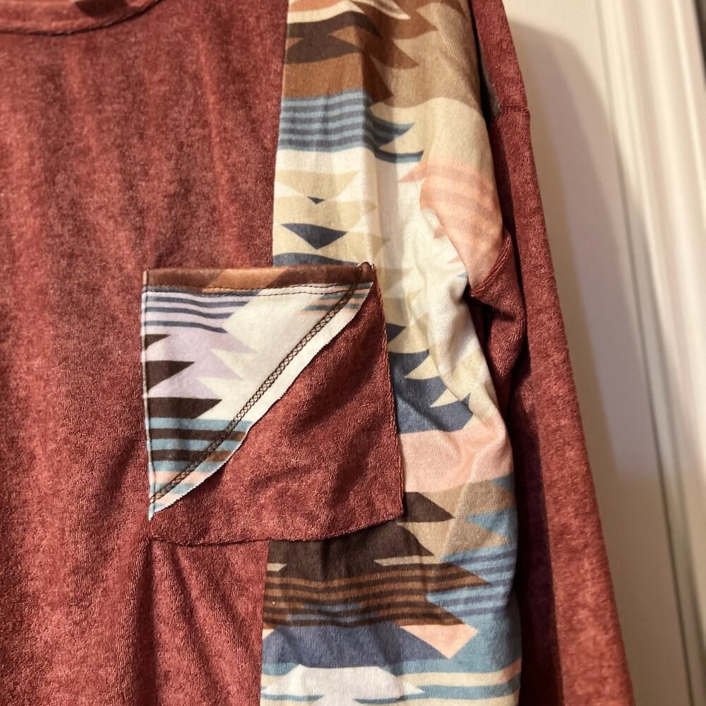 Marsala Color Aztec Top - Picture 2 of 3